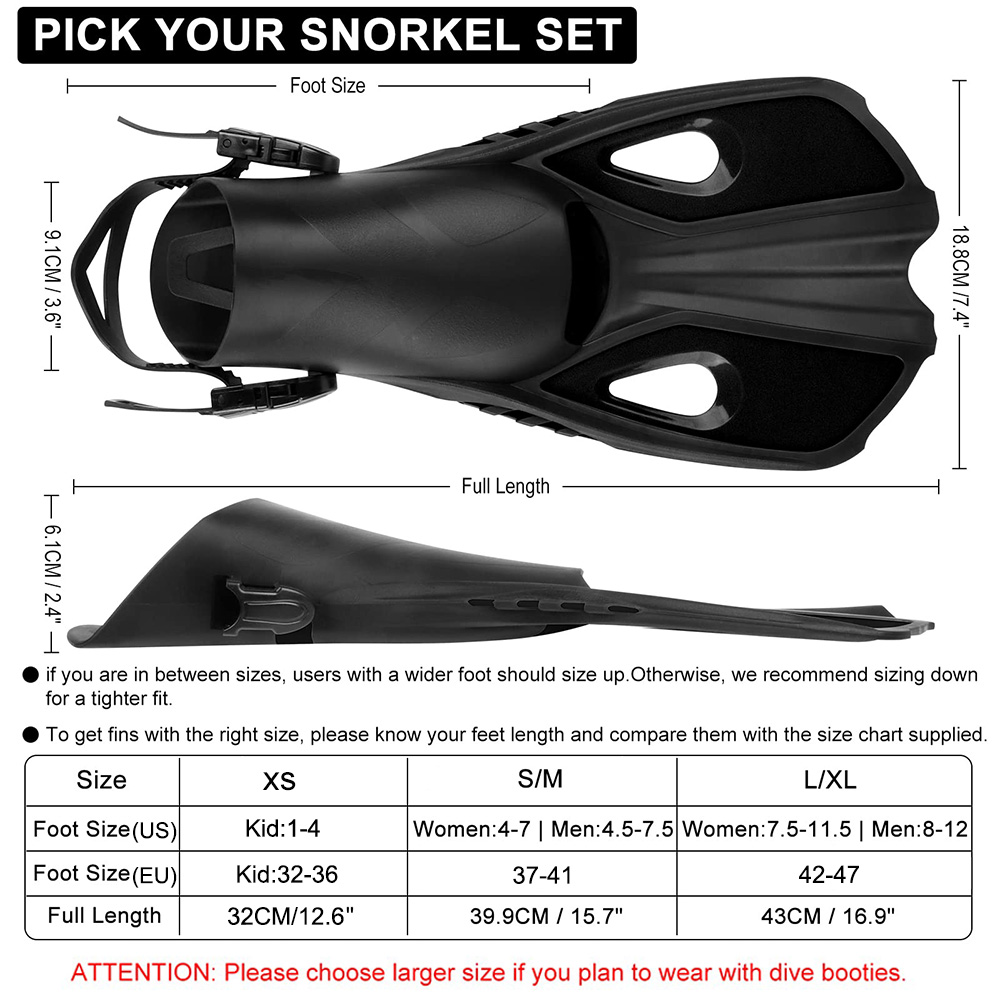 Snorkel Fins - Short Adjustabl - Flippers Swimming ulasan dan harga